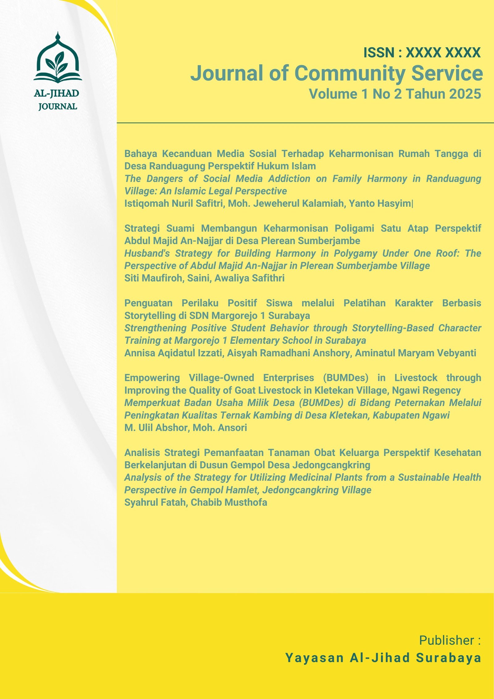 					View Vol. 1 No. 2 (2025): Al-Jihad Journal Vol. 1 No. 2 November 2025
				